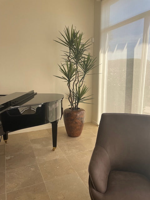 Artificial Yucca Tree with Natural Wood Trunks in a Metal Planter #178