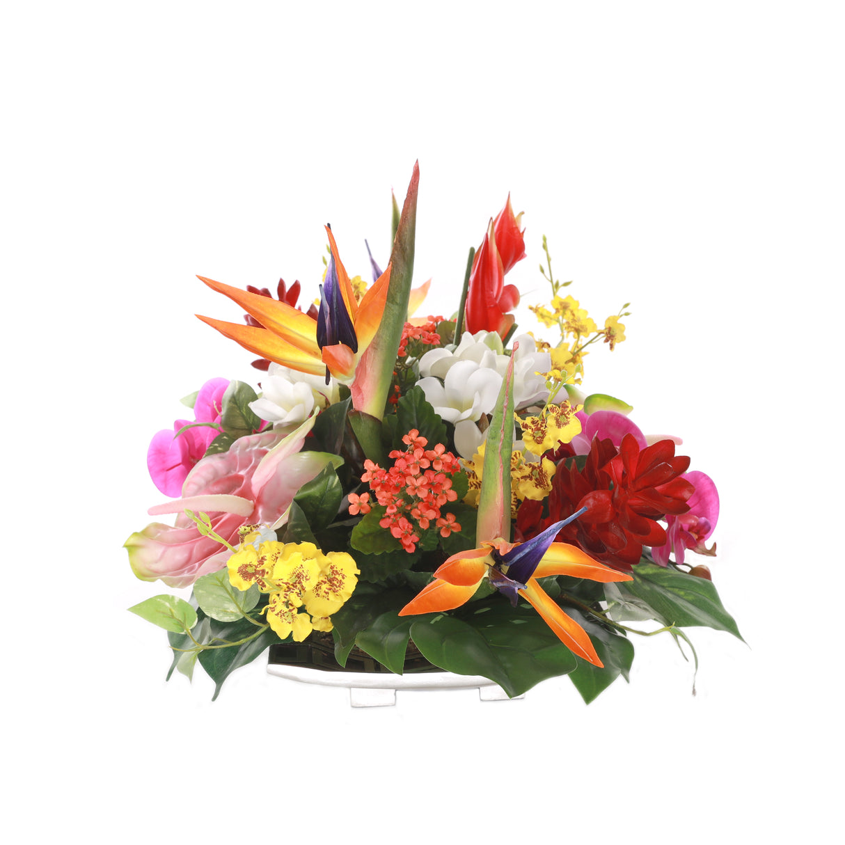 Tropical Flower Arrangement on Sliver Decor Plate #F-219