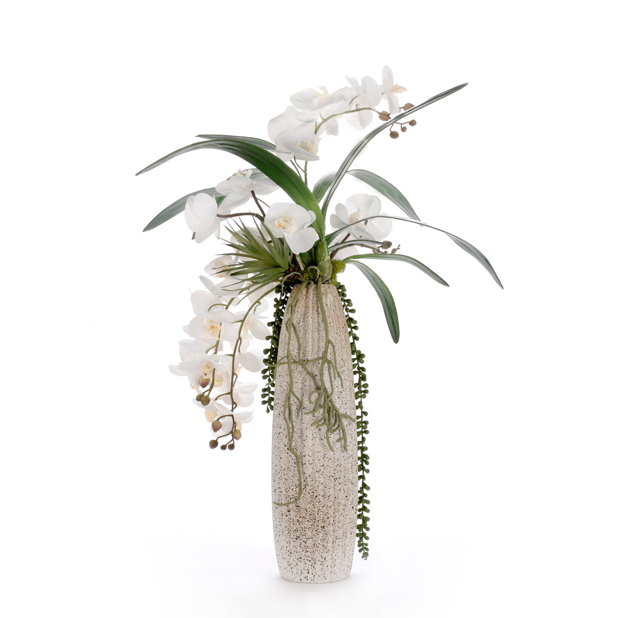 Real Touch White Orchid Flower Arrangement in Ceramic Vase #F-252