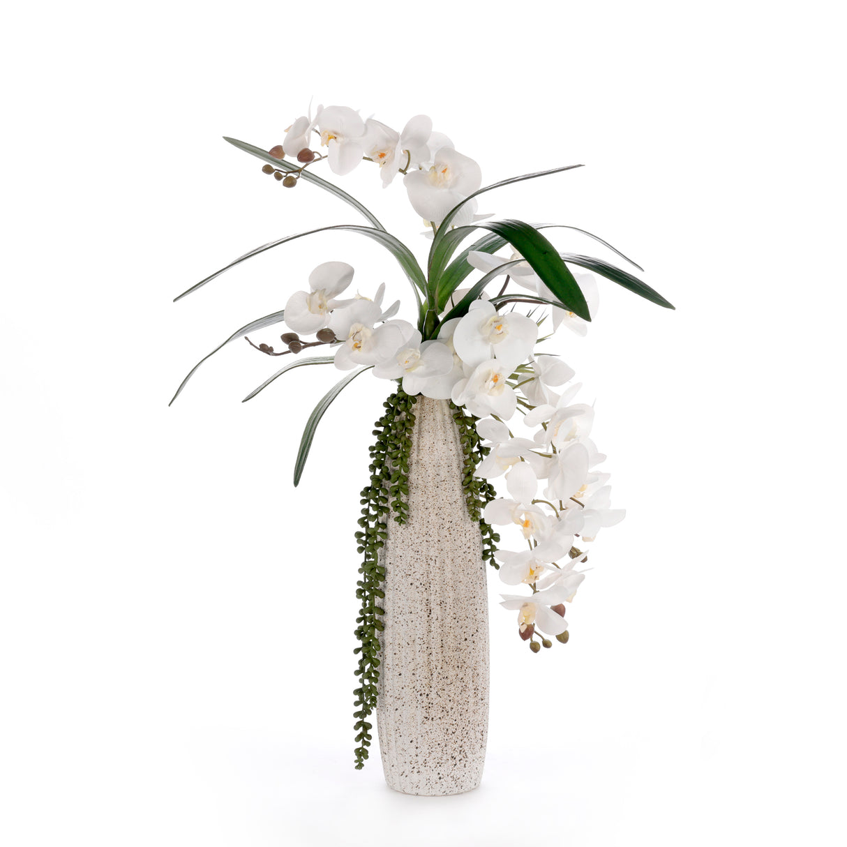 Real Touch White Orchid Flower Arrangement in Ceramic Vase #F-252