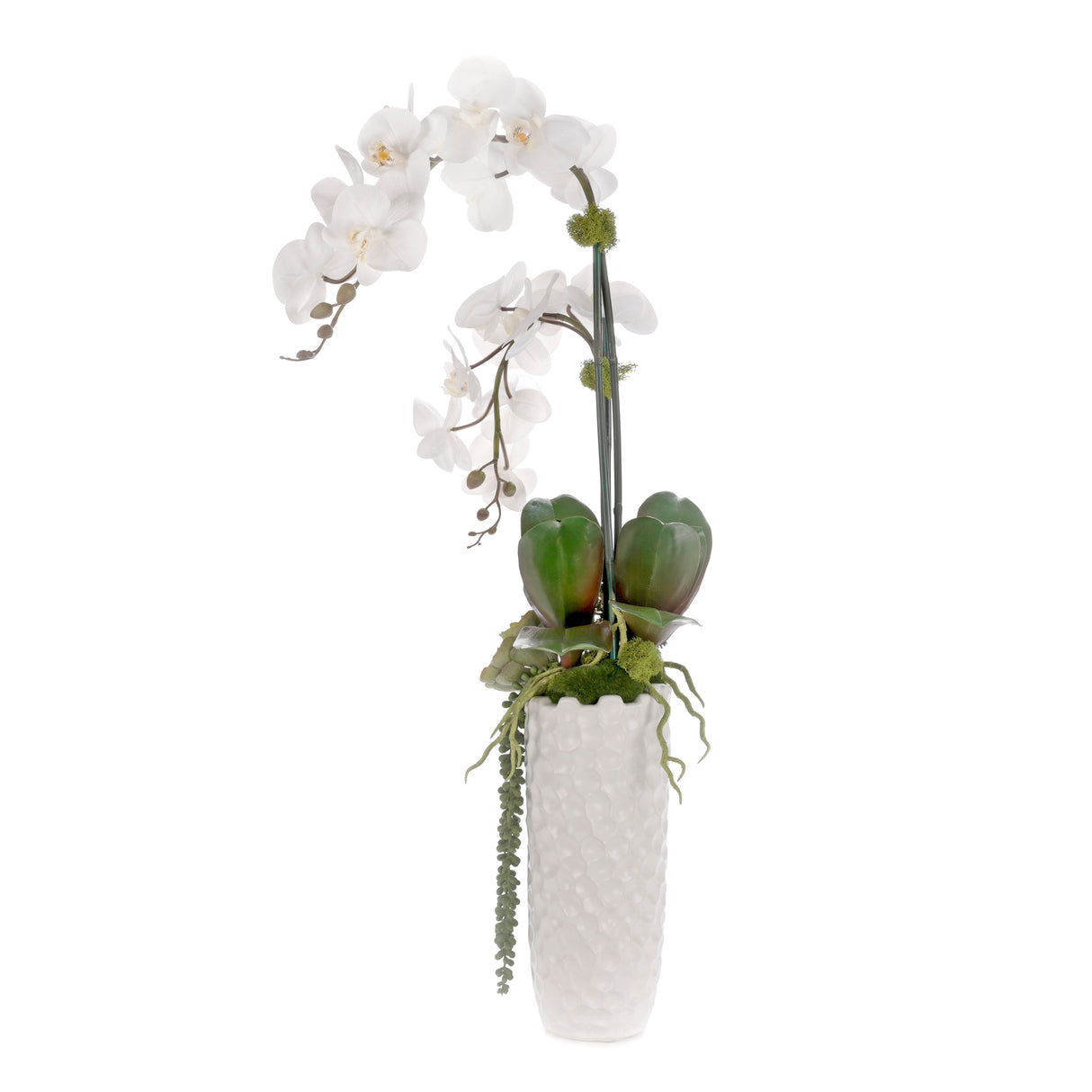 Real Touch White Orchid Flower Arrangement in White Vase #F-253
