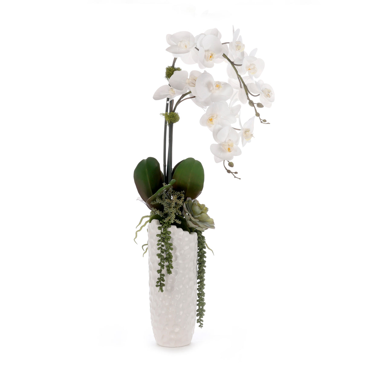 Real Touch White Orchid Flower Arrangement in White Vase #F-253