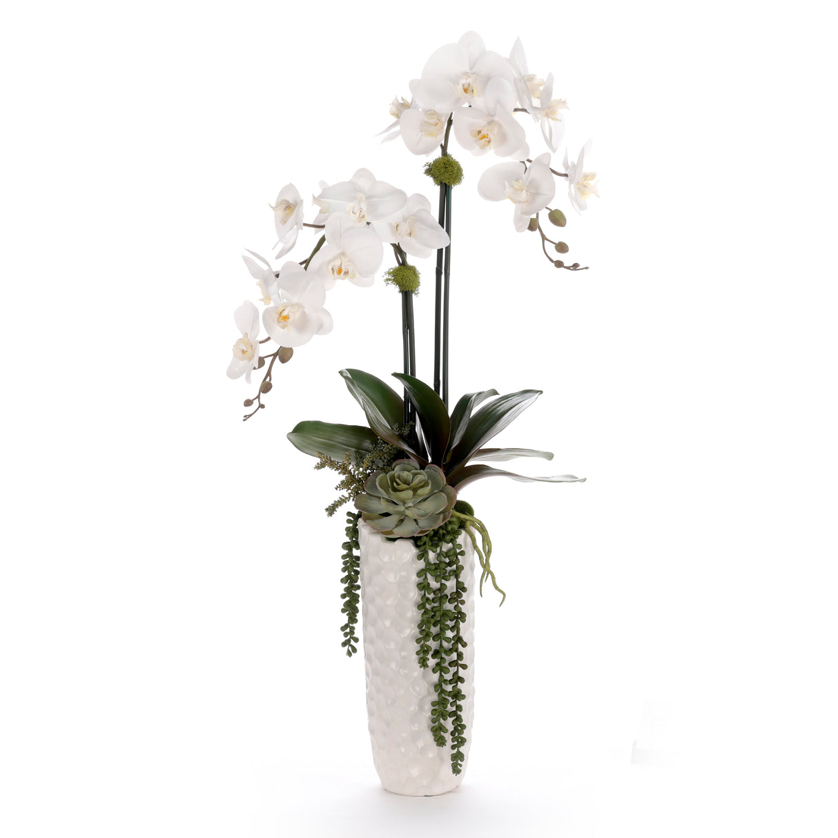 Real Touch White Orchid Flower Arrangement in White Vase #F-253