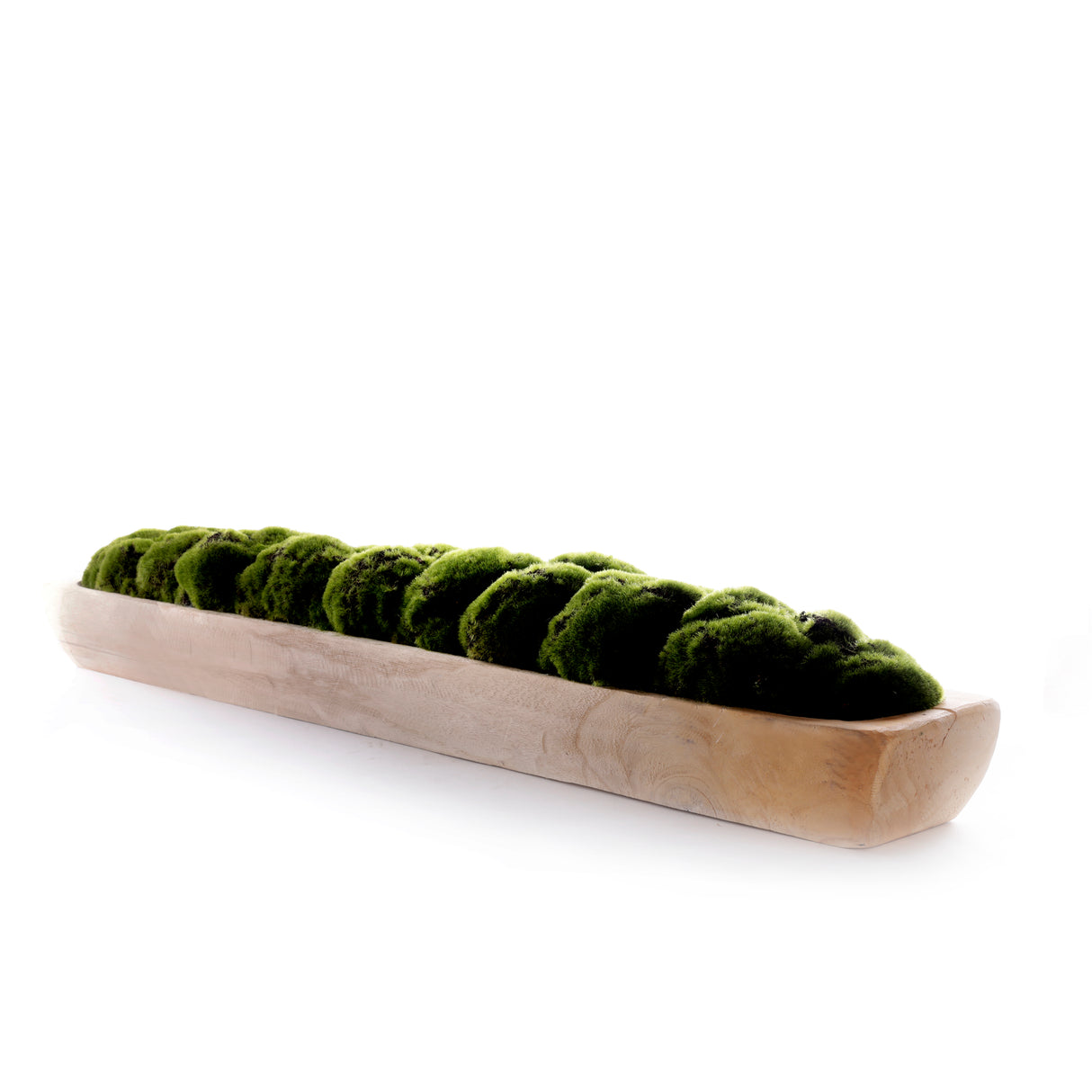 Faux Moss in Wood Long Bowl #F-261