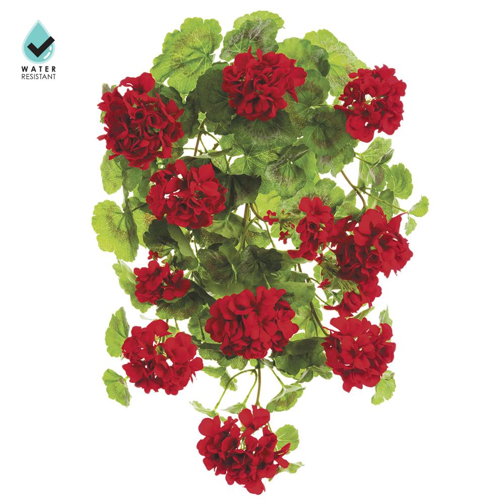22" Water Resistant Geranium Hanging Bush Red (2 Stems Per Box) #FBG326-RE