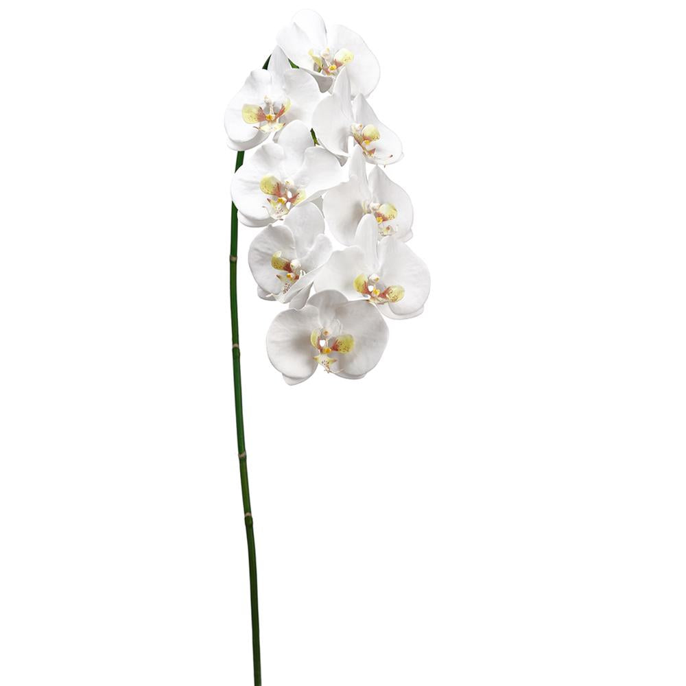 40" Phalaenopsis Orchid Spray With 8 Flowers White Yellow (2 Stems Per Box) #HSO007-WH/YE