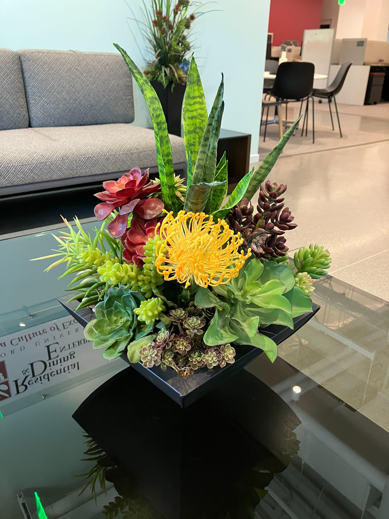 Jenny Silks Artificial Succulent Arrangement in Metal Black Zinc Pot #OS-2