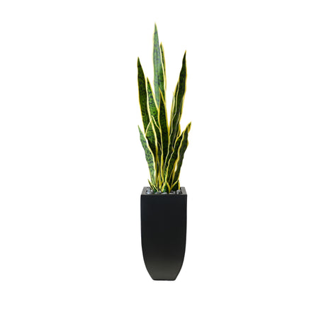 44"H Faux Sansevieria with Rocks In Black Tin Planter #P-20