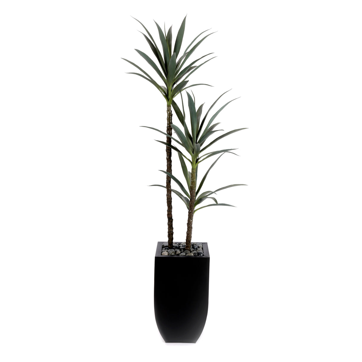 71"H Artifical Yucca Tree with Pebbles in Black Tin Planter #T-110
