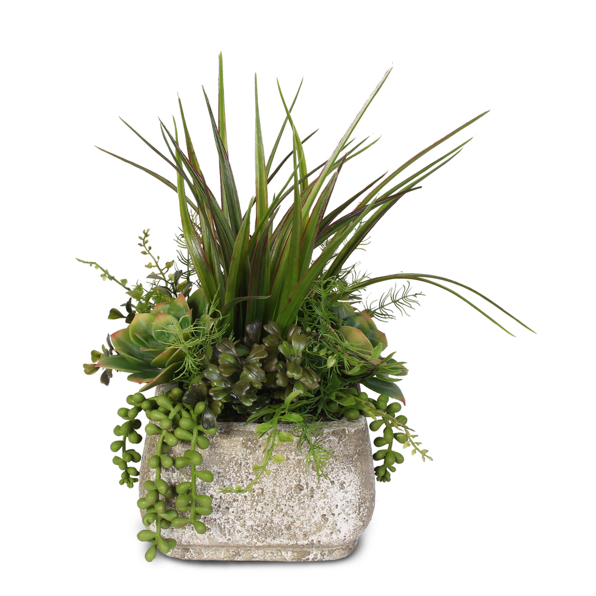 Artificial Succulent Variety in a Cement Pot #62C