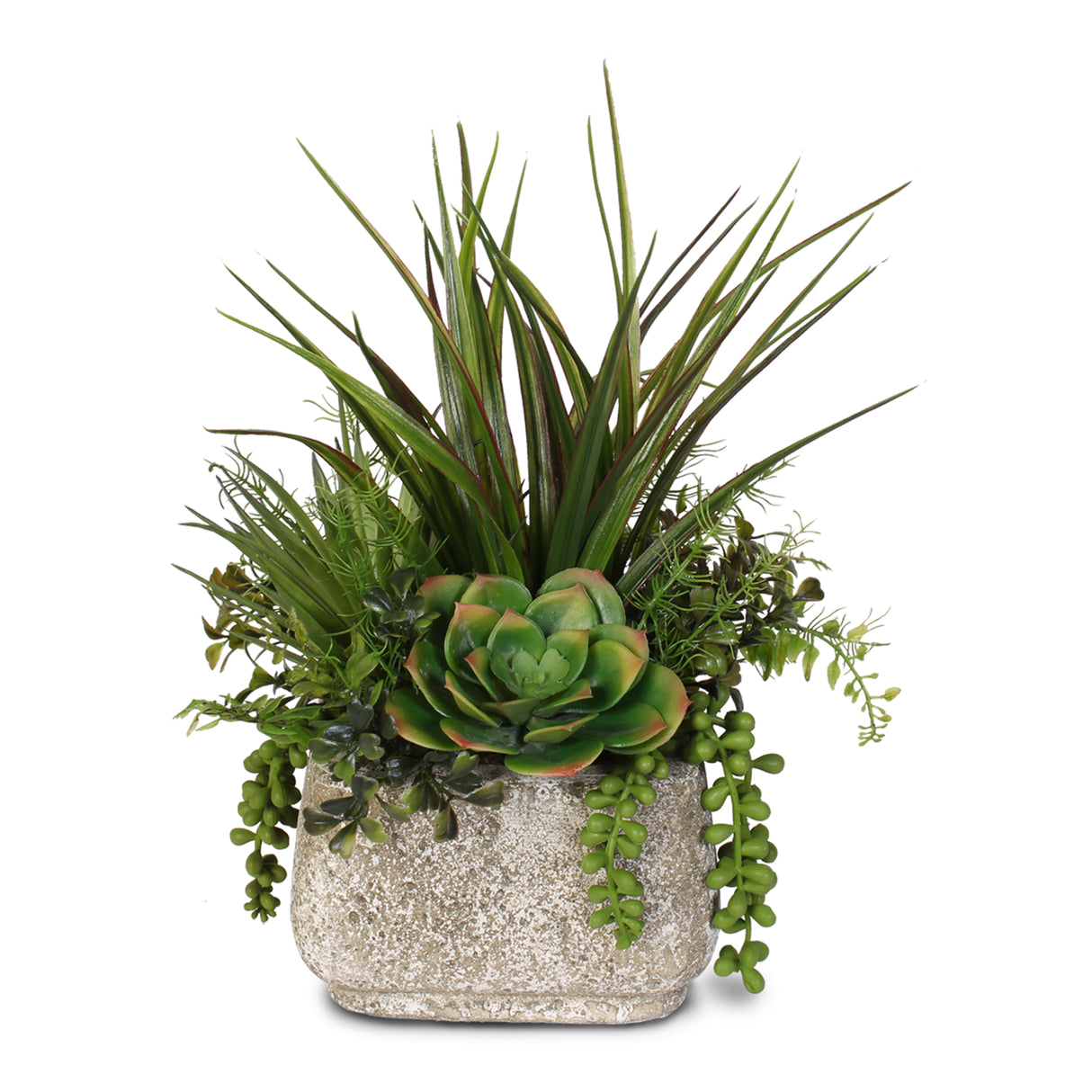 Artificial Succulent Variety in a Cement Pot #62C