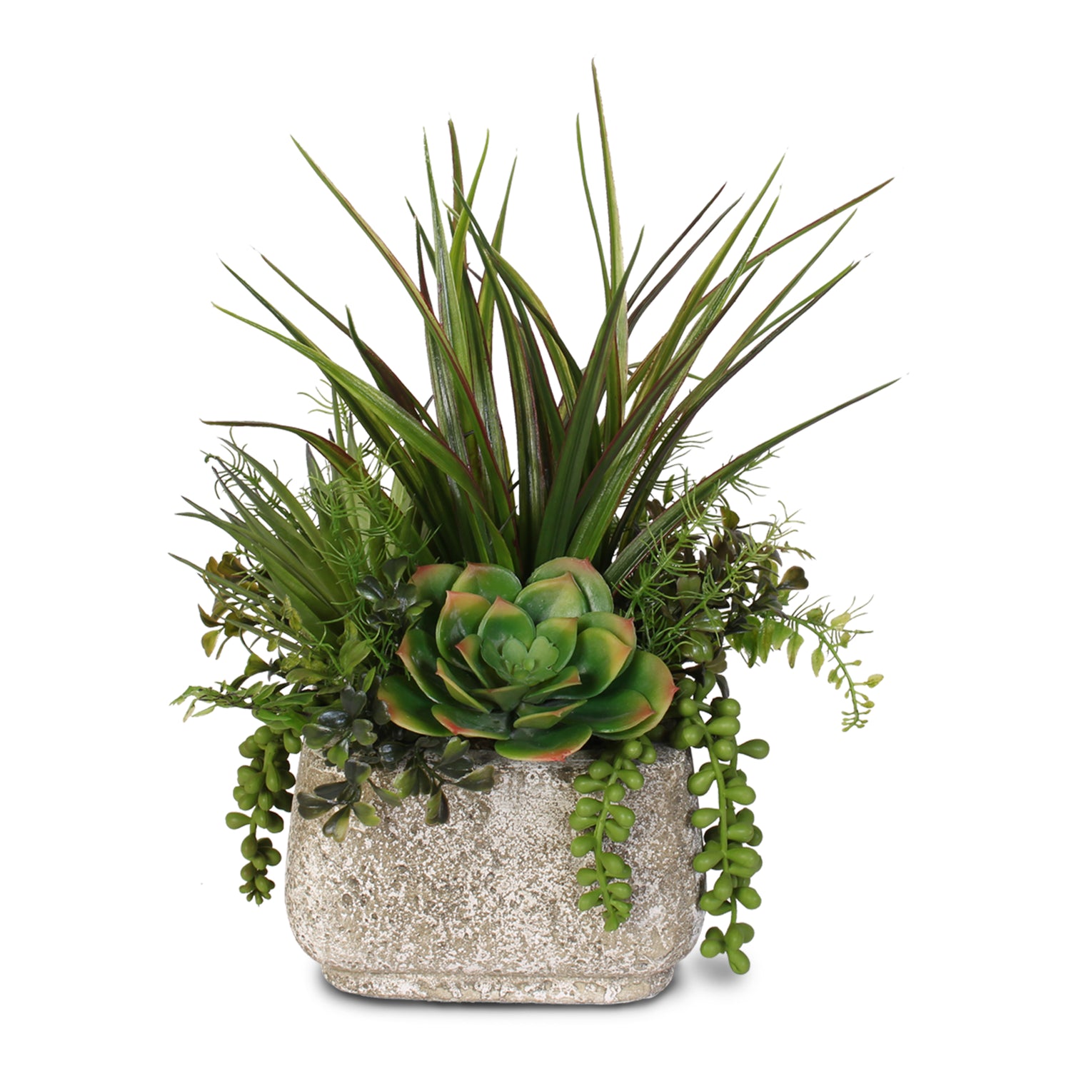 Artificial Succulent Variety in a Cement Pot #62C