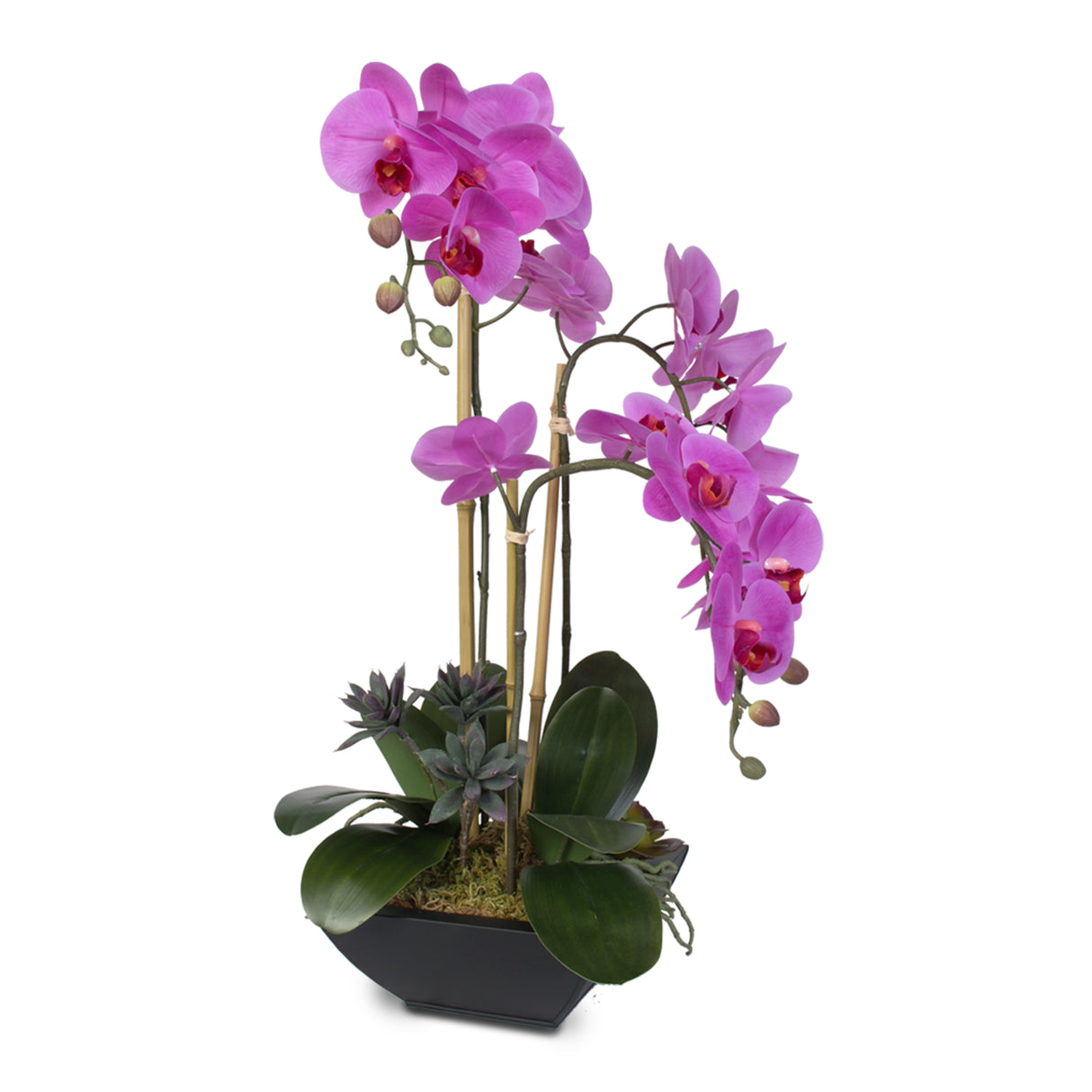 Real Touch Purple Phalaenopsis Orchid in a Metal Container #69
