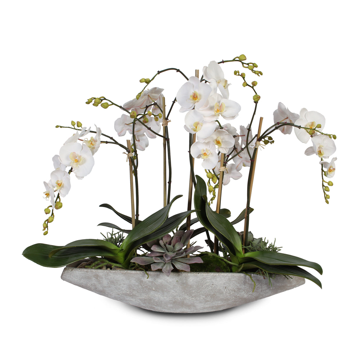 silk floral arrangement, silk flowers, real touch, orchids, home decor, contemporary design, modern design