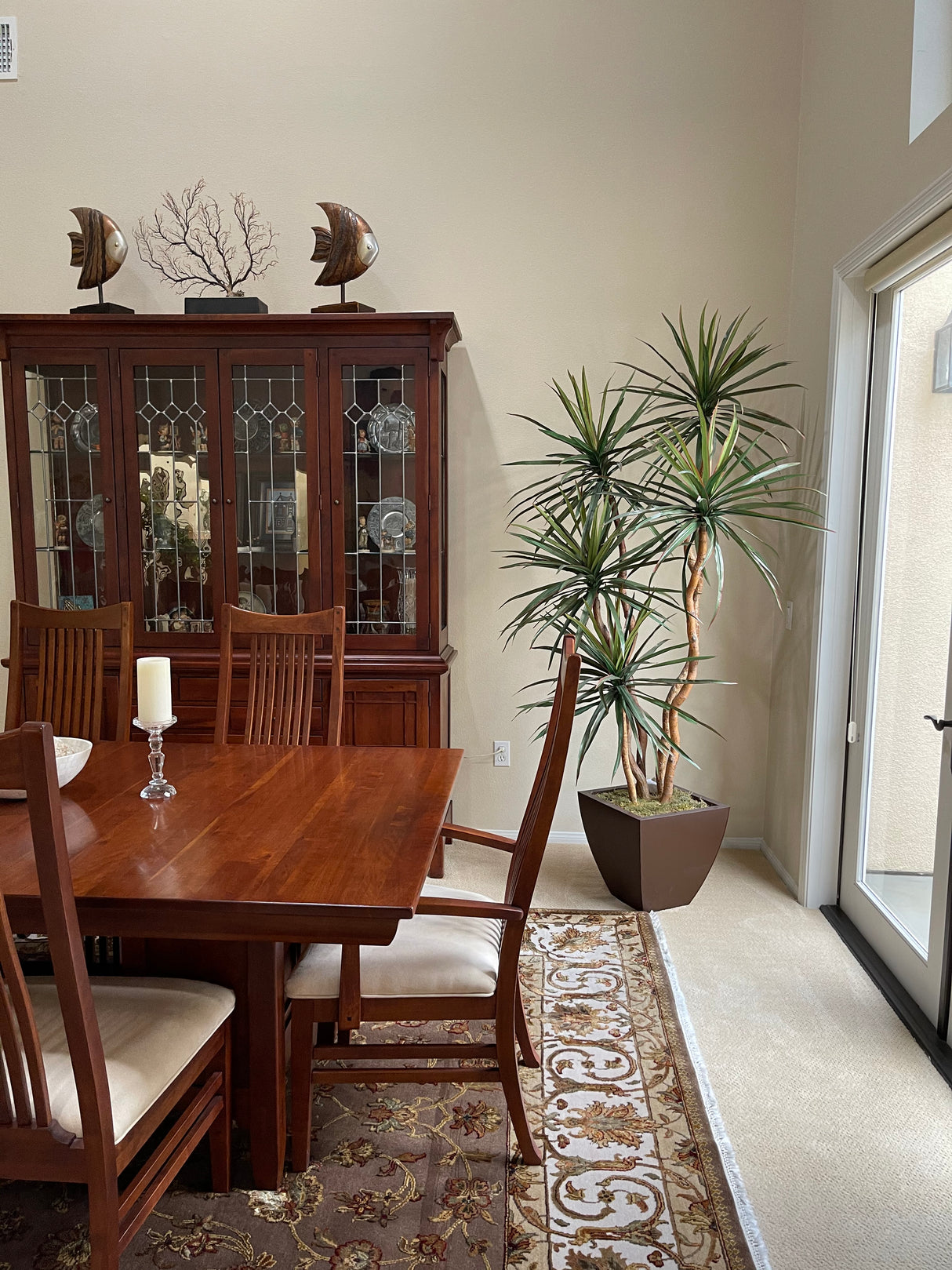 Artificial Yucca Tree with Natural Wood Trunks in a Metal Planter #178