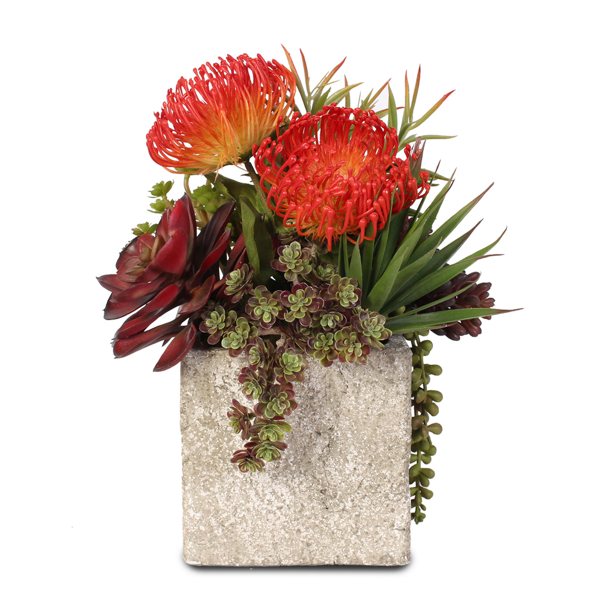 Artificial Jade Plant & Rosette Succulents Coastal Cottage Arrangement #S-02