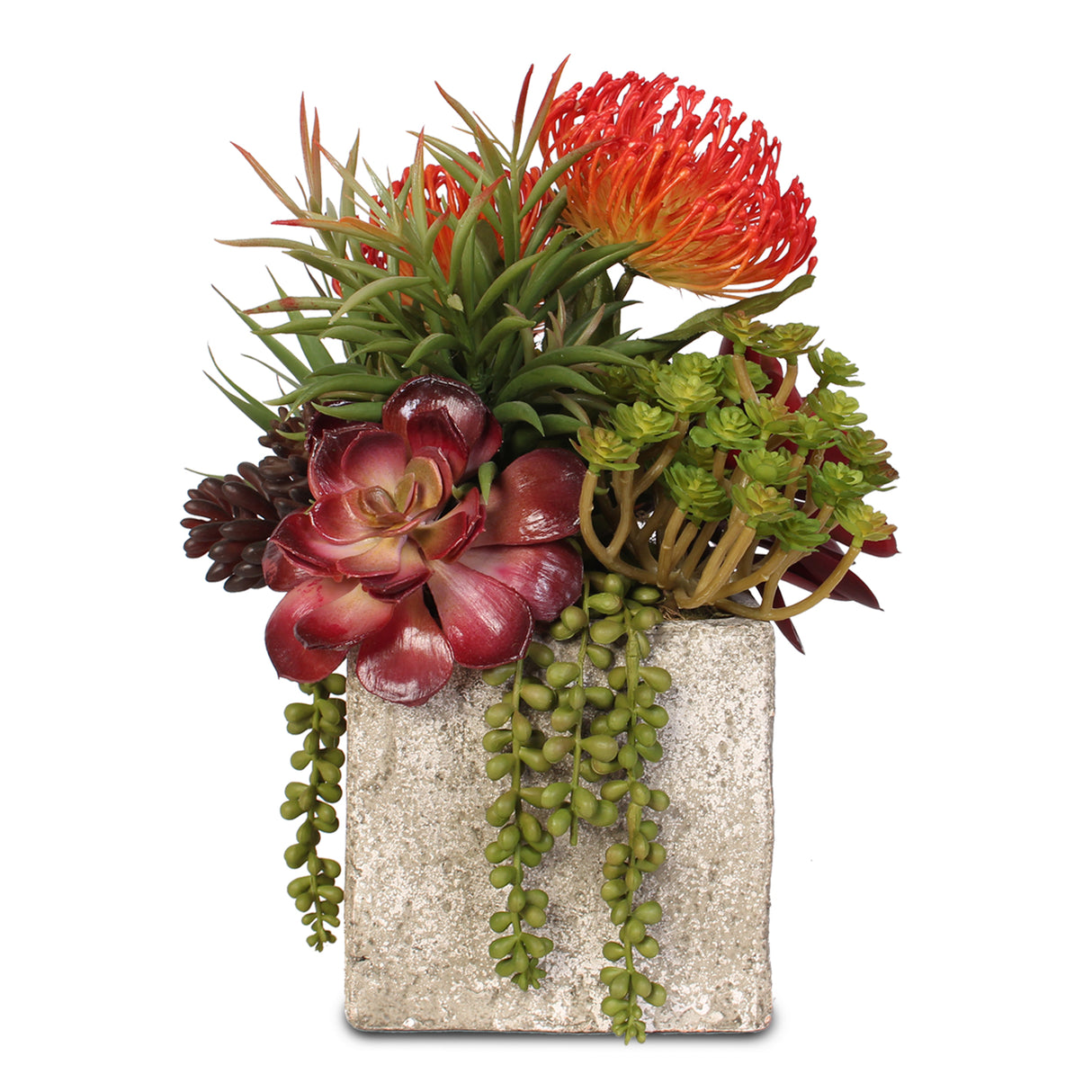 Artificial Jade Plant & Rosette Succulents Coastal Cottage Arrangement #S-02