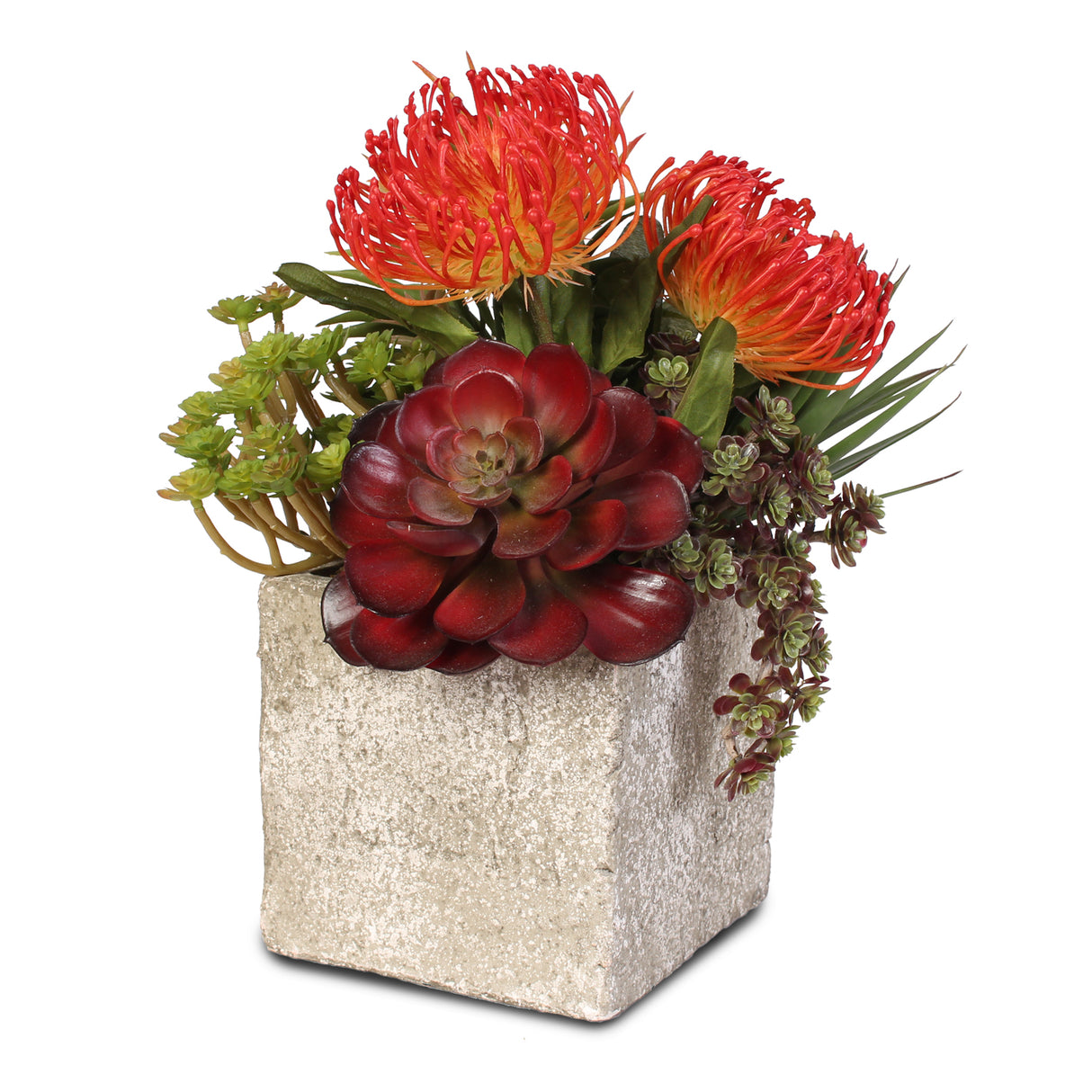 Artificial Jade Plant & Rosette Succulents Coastal Cottage Arrangement #S-02