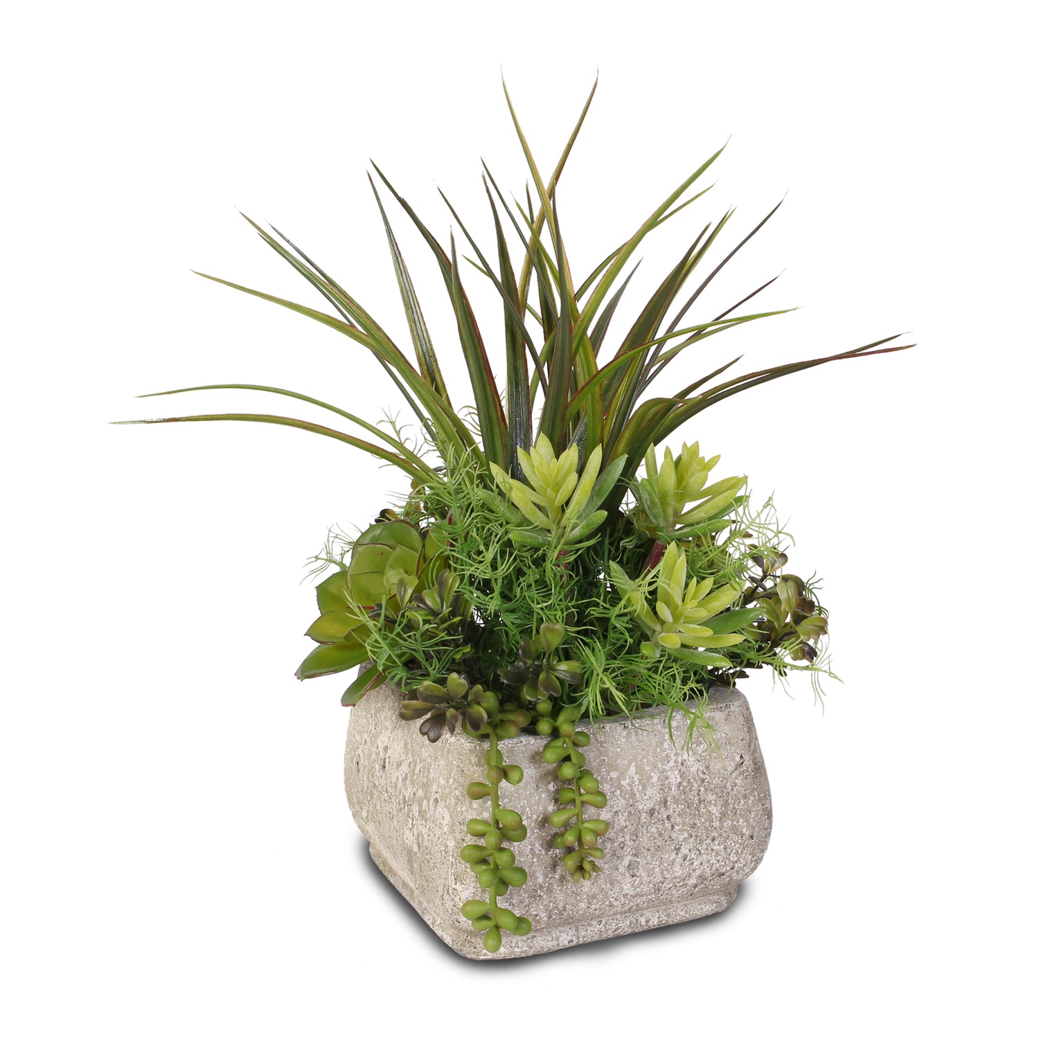 Artificial Succulent Variety in a Cement Pot #SG-62B