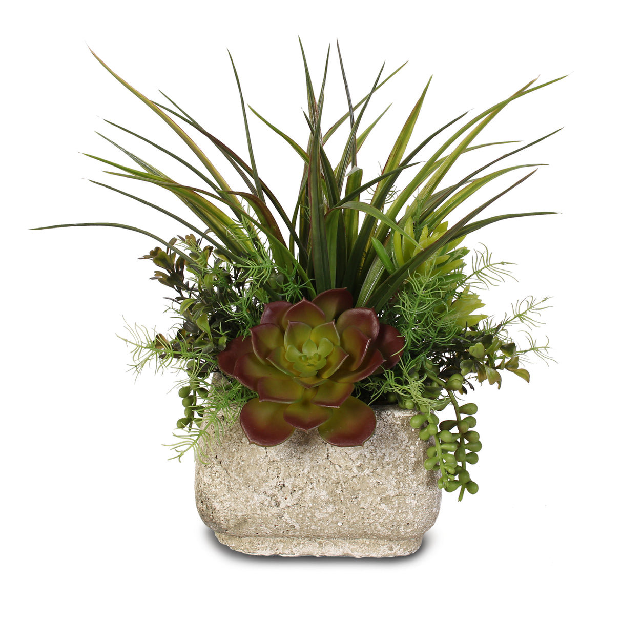 Artificial Succulent Variety in a Cement Pot #SG-63B