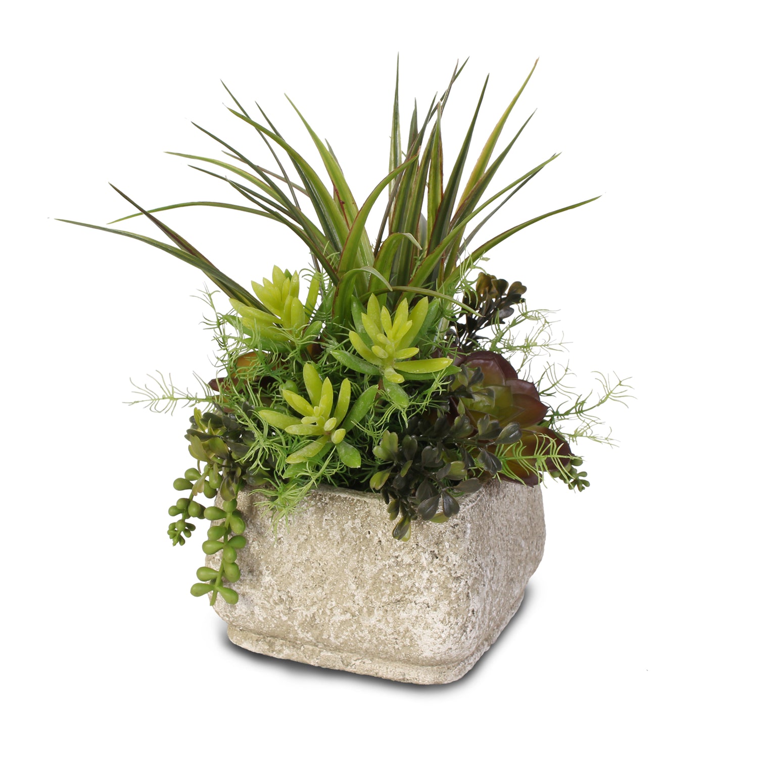 Artificial Succulent Variety in a Cement Pot #SG-63B