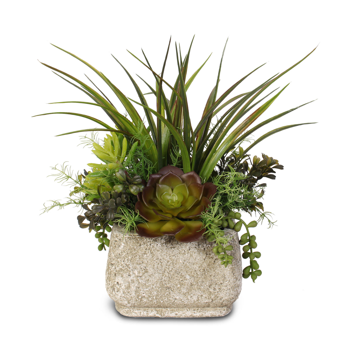 Artificial Succulent Variety in a Cement Pot #SG-63B