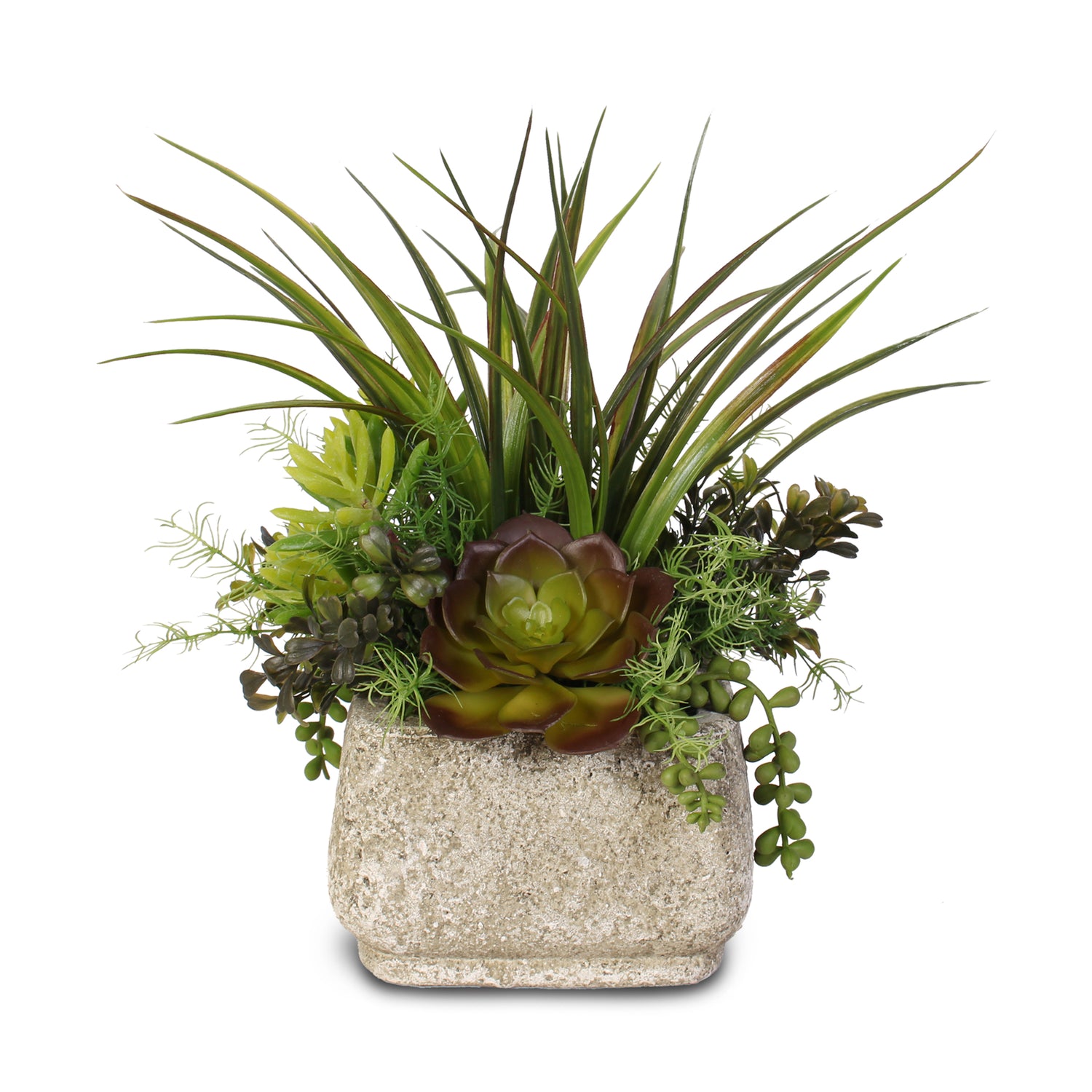 Artificial Succulent Variety in a Cement Pot #SG-63B