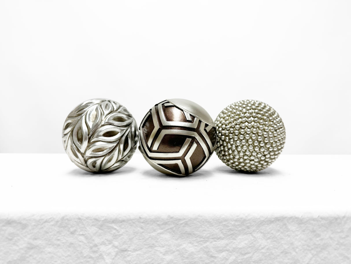 Silver decorative spheres (3 Types)