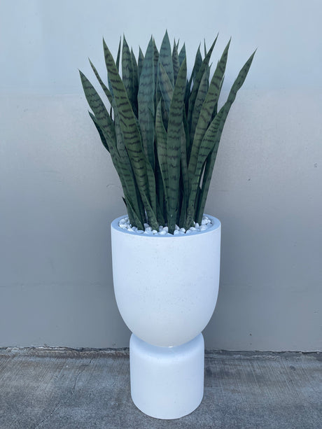 35" Plastic Green Sansevieria in Plastic Pot Green (2 Pcs Per Box) #LPE170-GR