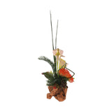 High Style Ikebana Tropical Arrangement in Natural Rustic Wood Bowl #F-217
