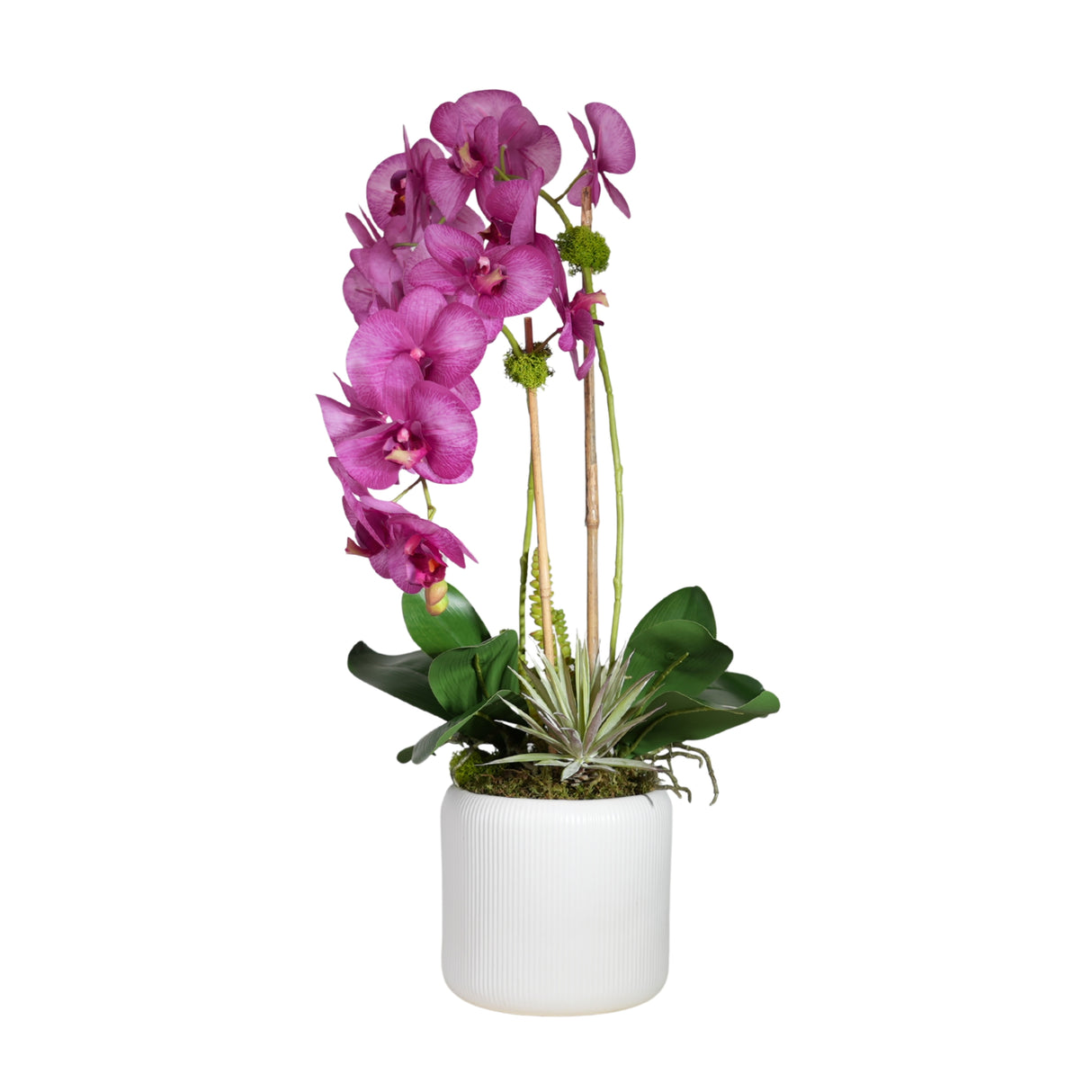 Real Touch Purple Orchid Flower Arrangement in White Pot #F-237