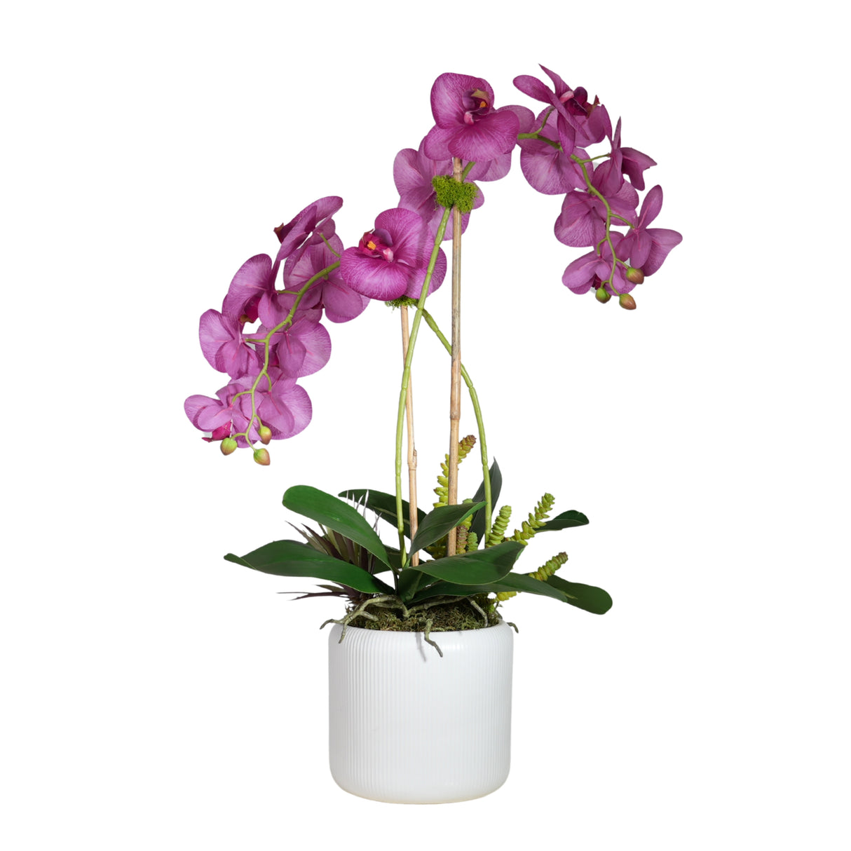 Real Touch Purple Orchid Flower Arrangement in White Pot #F-237