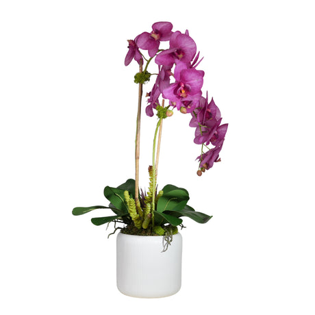 Real Touch Purple Orchid Flower Arrangement in White Pot #F-237