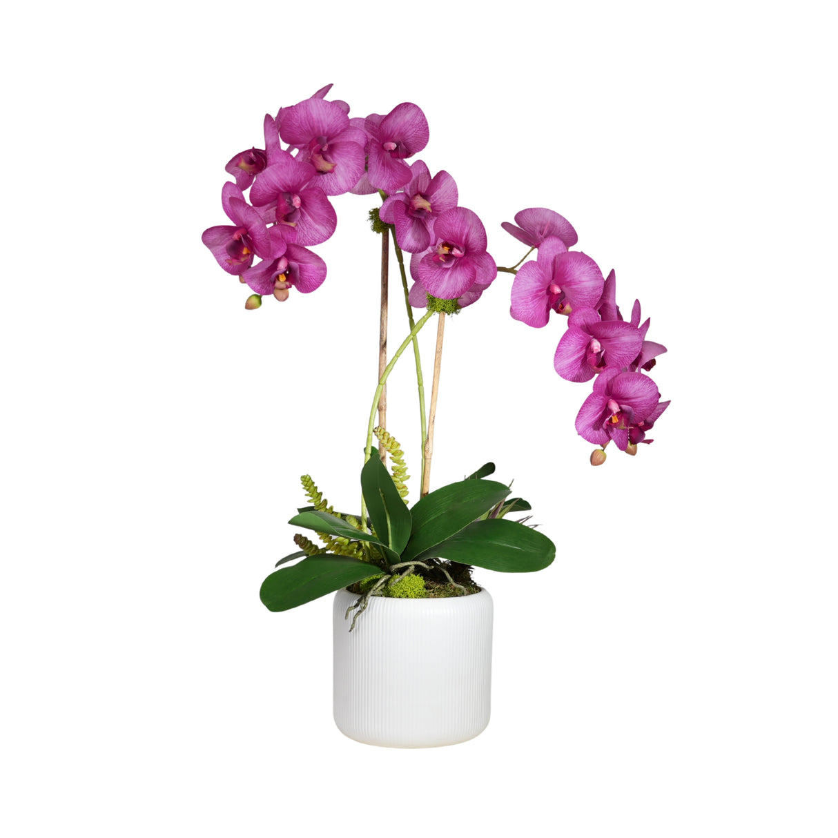 Real Touch Purple Orchid Flower Arrangement in White Pot #F-237