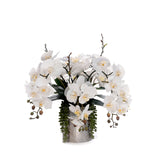 Real Touch White Orchids Flower Arrangement in Silver Vase #F-242