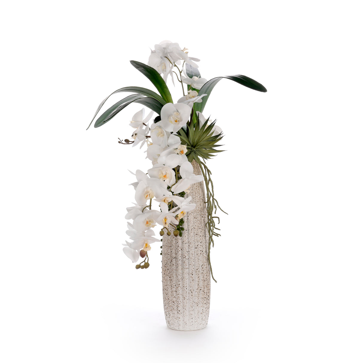 Real Touch White Orchid Flower Arrangement in Ceramic Vase #F-252