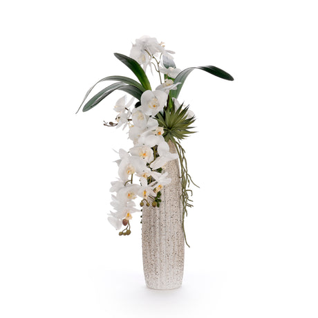 Real Touch White Orchid Flower Arrangement in Ceramic Vase #F-252