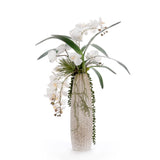 Real Touch White Orchid Flower Arrangement in Ceramic Vase #F-252