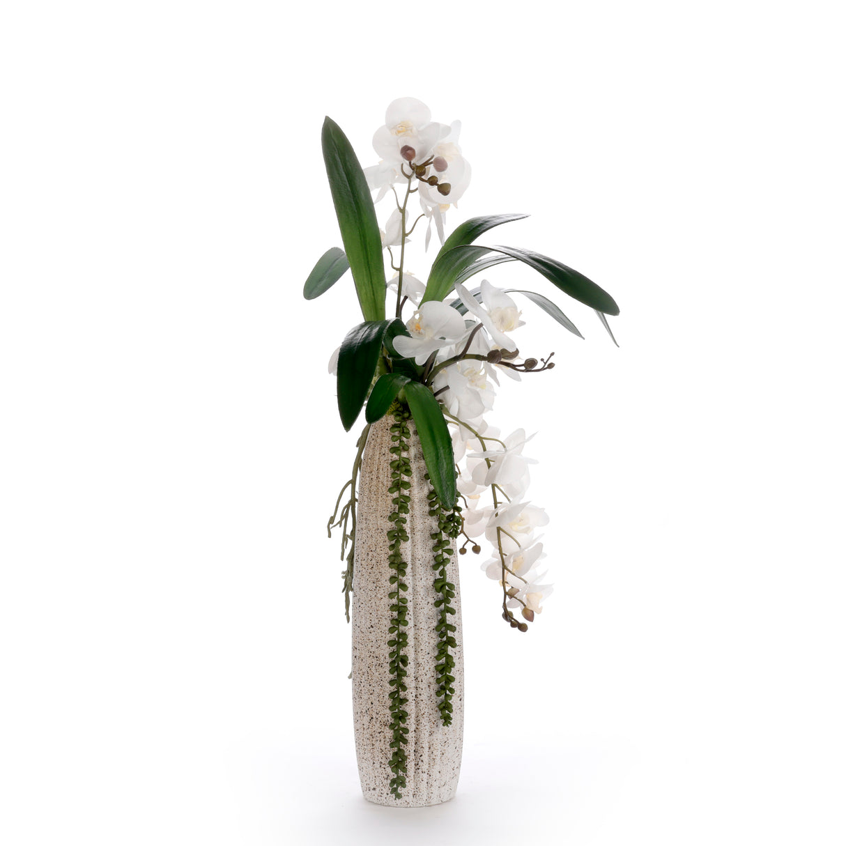 Real Touch White Orchid Flower Arrangement in Ceramic Vase #F-252