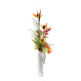Tropical Flower Arrangement in White Leaf Vase #F-254