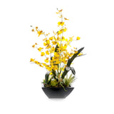 Yellow Oncidium Orchid Flower Arrangement in Zinc Metal Pot #F-260