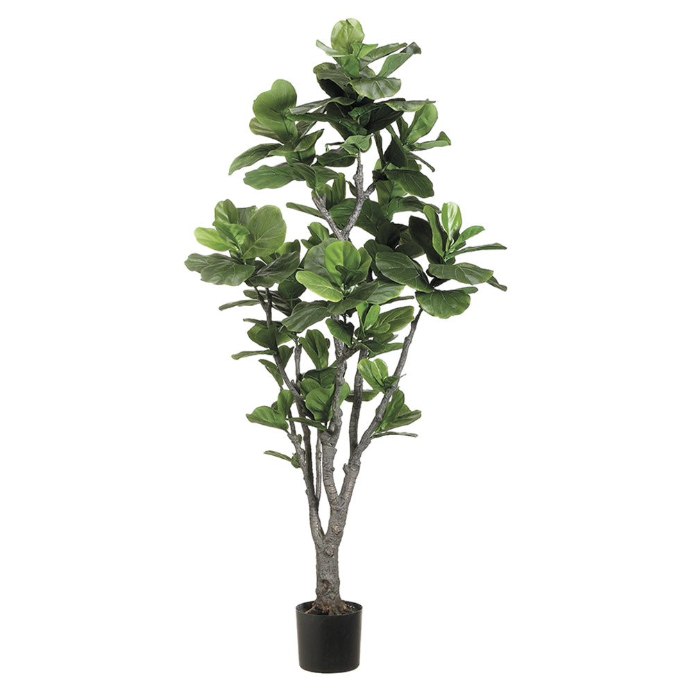 6' Fiddle Leaf Tree with 144 Leaves and PU Trunk in Plastic Pot Green #LTF706-GR