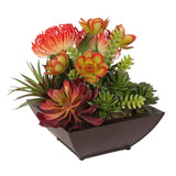 Contemporary Tropical Succulent Arrangement in a Metal Container #OS-11