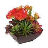 Contemporary Tropical Succulent Arrangement in a Metal Container #OS-11