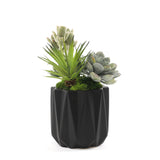Faux Succulent & Geodes in Black Dimensional Pot #S-51