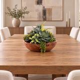 Succulents in Teak Wood Bowl #S-86