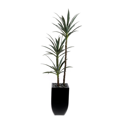 71"H  Artifical Yucca Tree with Pebbles in Black Tin Planter #T-110