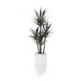 78"H Yucca Plant w/White Rocks in White Metal Planter #T-118
