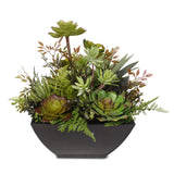 Artificial Succulent Arrangement in Square Black Metal Container #61