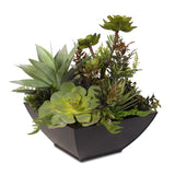 Artificial Succulent Arrangement in Square Black Metal Container #61